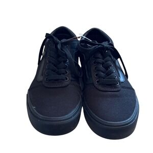Vans Ward Low Top Triple Black Canvas Skate Shoes Mens 7 Womens 8.5 VN0A38DM187